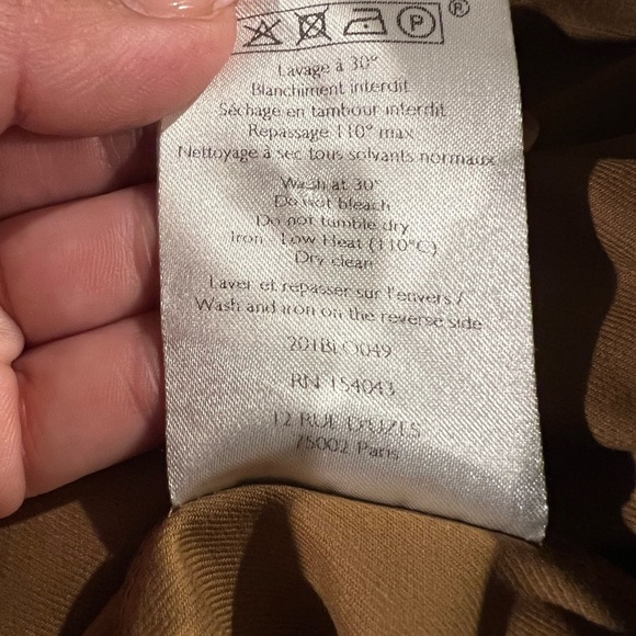 Sezane Theodora Tan Peplum Top Ribon Tie Front Size 36 - Picture 5 of 7